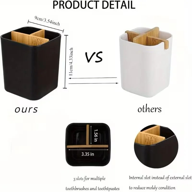 Plastic Bathroom Organizer with Three Compartments for Toothbrushes