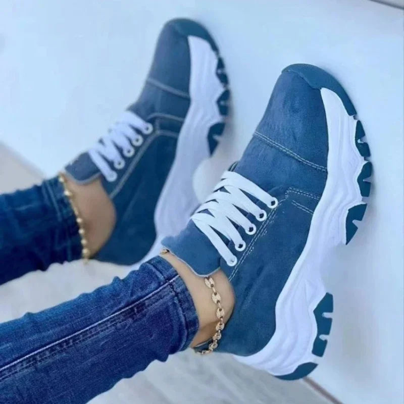 Solid Color Suede Platform Sneakers for Women by UXST