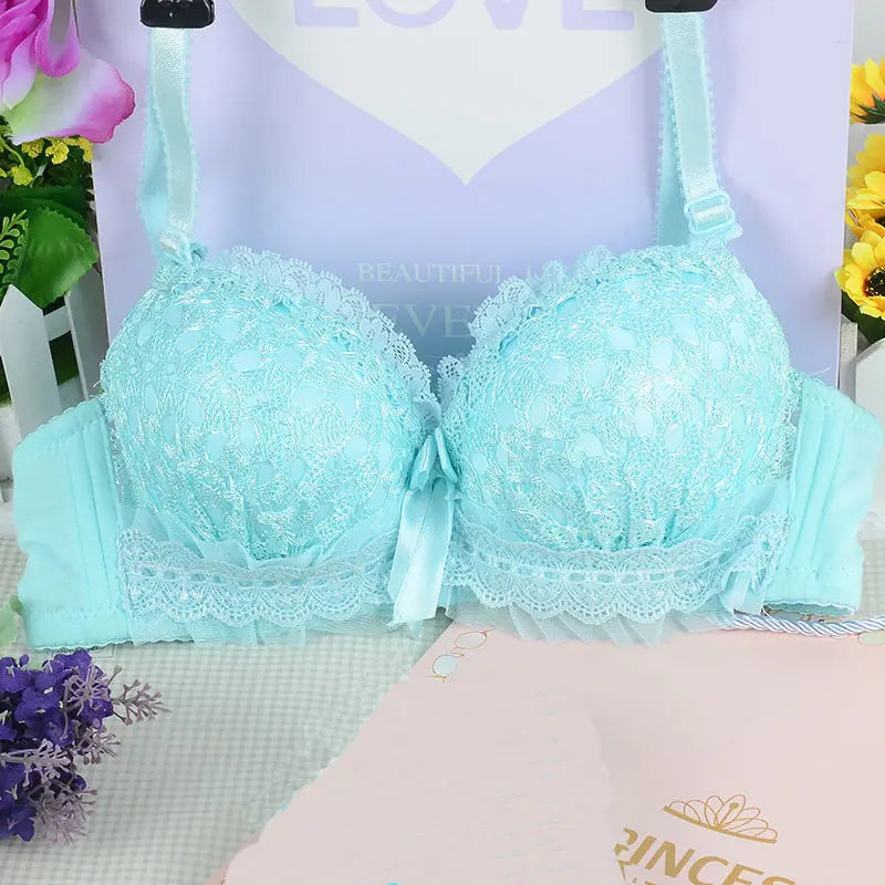 Push Up Lace Bra for Women with Back Closure and Underwire