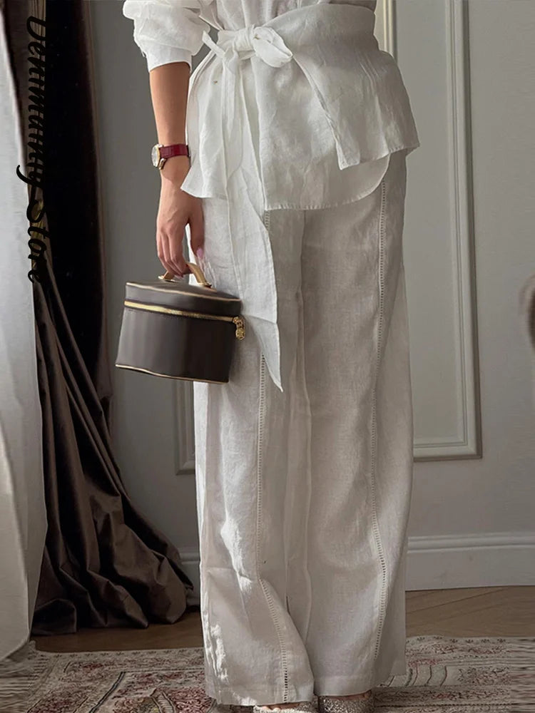 Chin.Sweety Women's Casual Linen Pants Set for Spring Summer