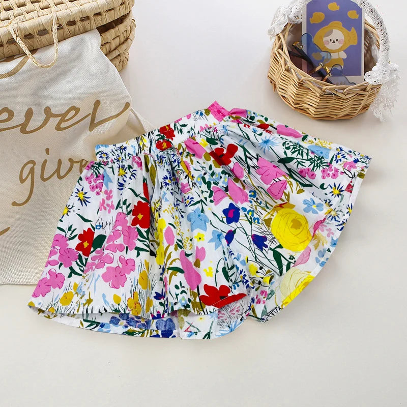 Cute Summer Cotton Girls Skirt Shorts for Kids 4-6Y