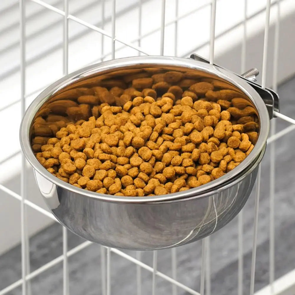 Heavy-Duty Stainless Steel Cage-Mount Pet Bowl