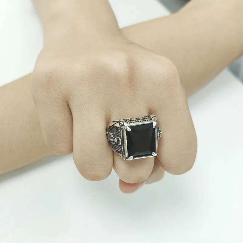 925 Sterling Silver Vintage Big Men Ring for Man Women Beautiful Ring Fashion Wedding Engagement Jewelry Party Women Gifts