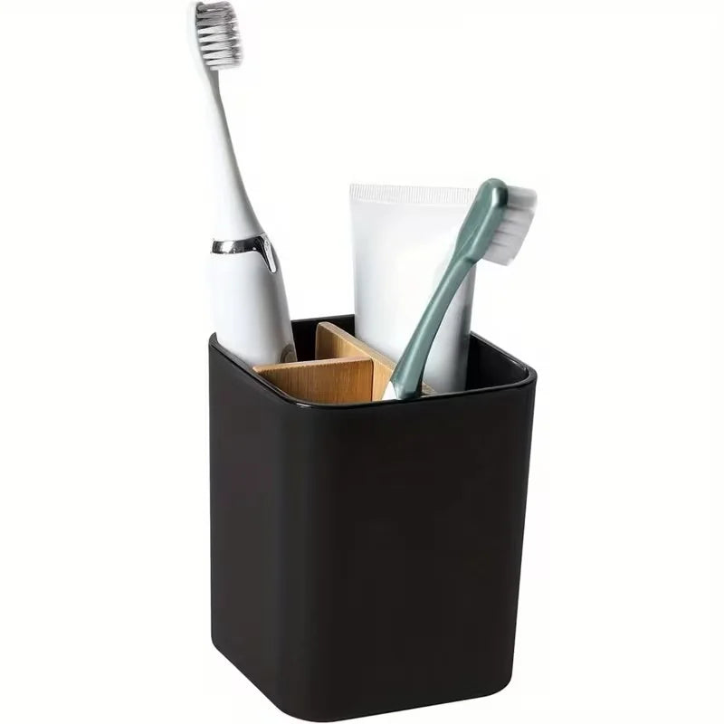 Plastic Bathroom Organizer with Three Compartments for Toothbrushes