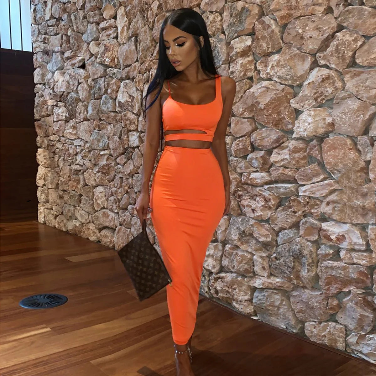 Stylish Polyester Two-Piece Mini Dress for Women