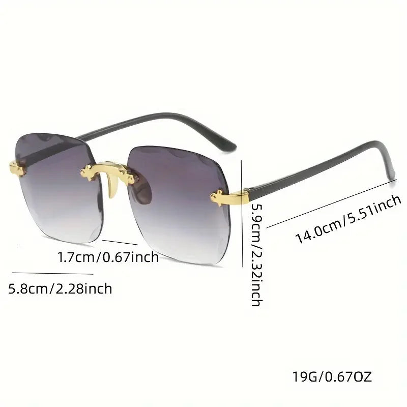 Luxury Square Rimless Sunglasses for Women in Red Color