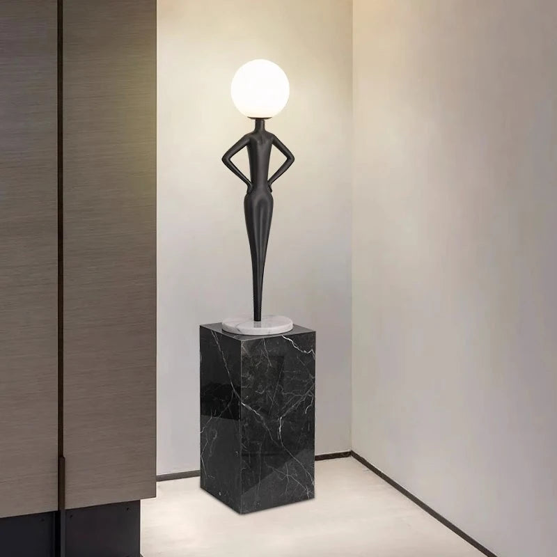Modern Minimalist LED Floor Lamp in Black Resin for Hotels