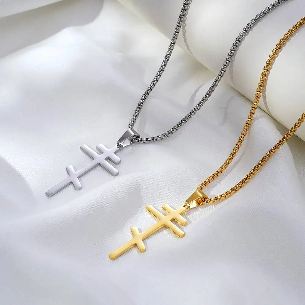 Stainless Steel Jerusalem Cross Pendant Necklace for Men