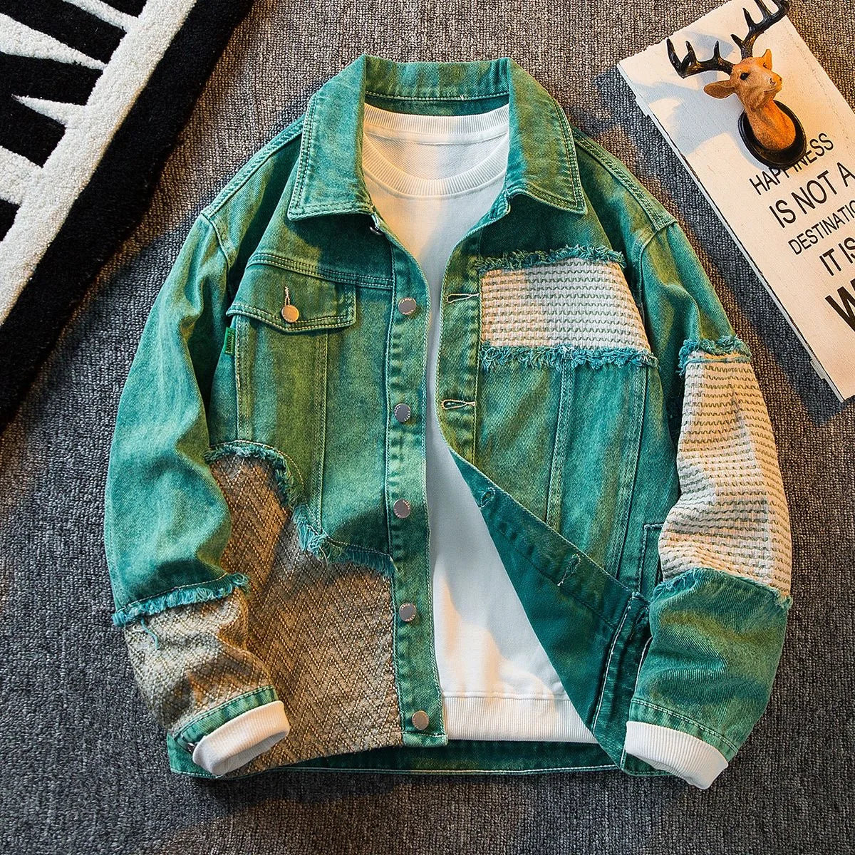 2024 Spring and Autumn Fashion Vintage Plus-Size Jacket Men's Casual Relaxed Comfortable Breathable High-Quality Denim Jacket