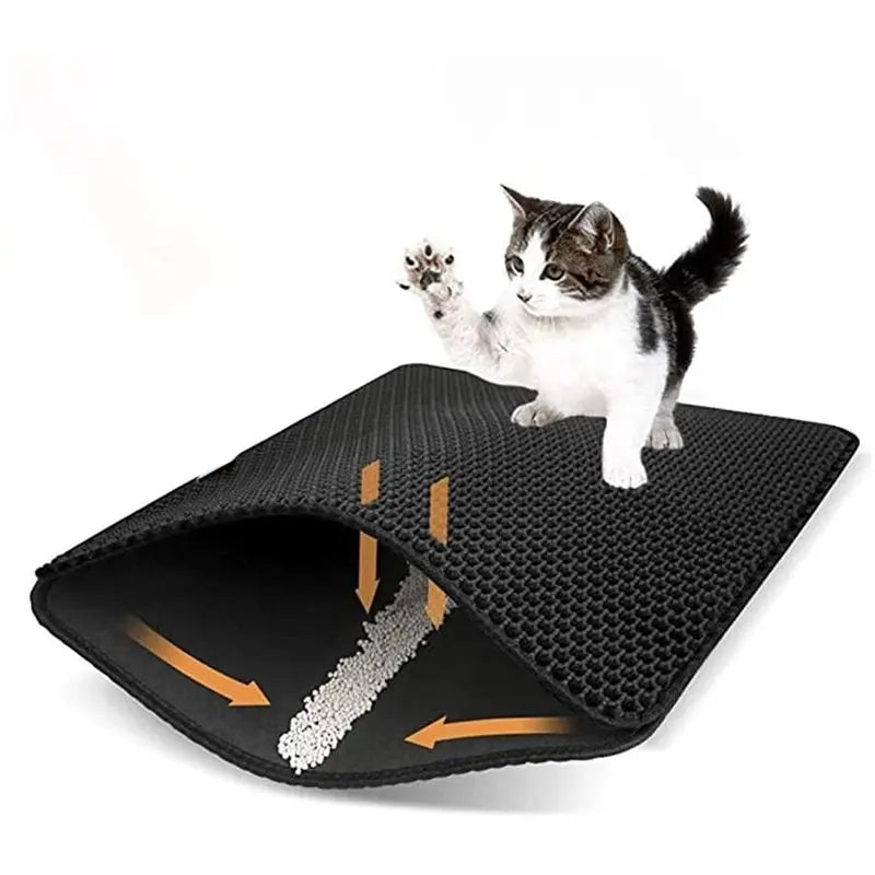 Anti-Tracking Black EVA Pet Litter Mat for Clean Floors