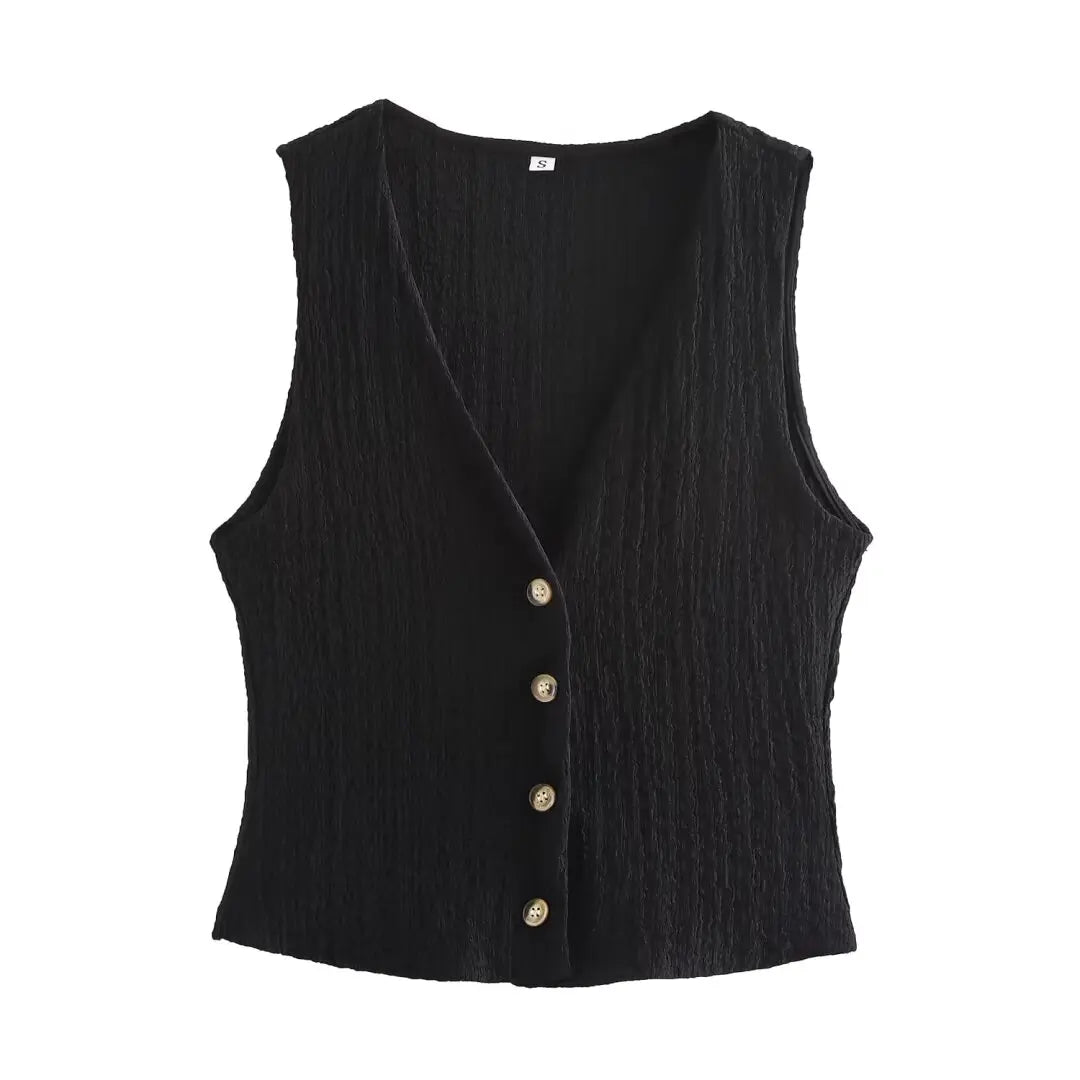 Chic DUOPERI Women Textured 2 Piece Office Set with Vest and Trousers