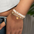 5Pcs Resin Beaded Bracelet Set for Women in Classic Style