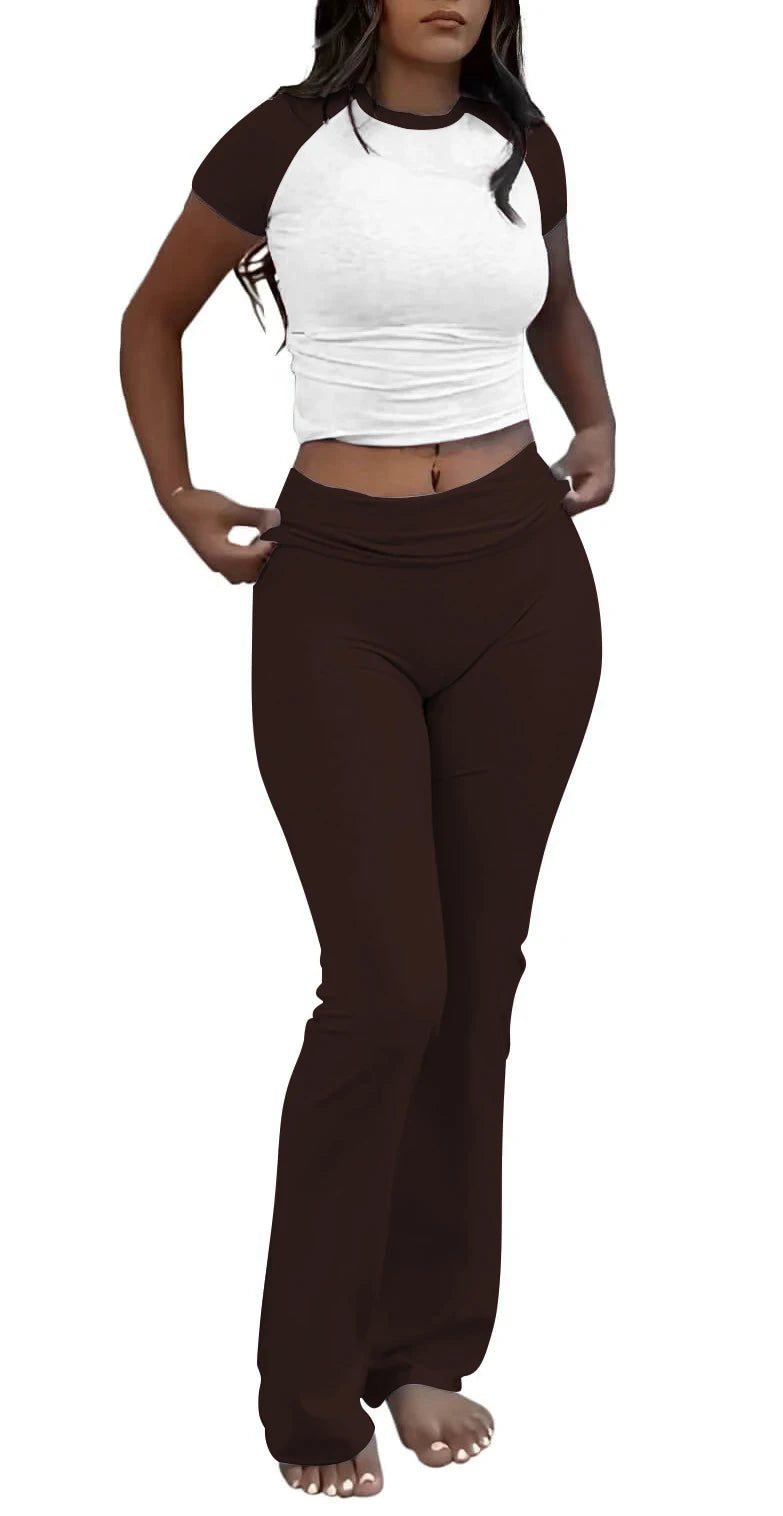 High Waist Flare Pants Tracksuit Set for Women by charnisha