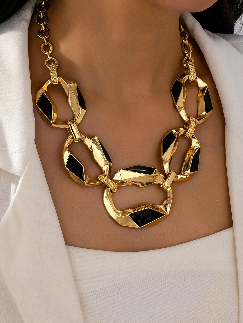 Geometric Metal Necklace for Women in Hiphop Style