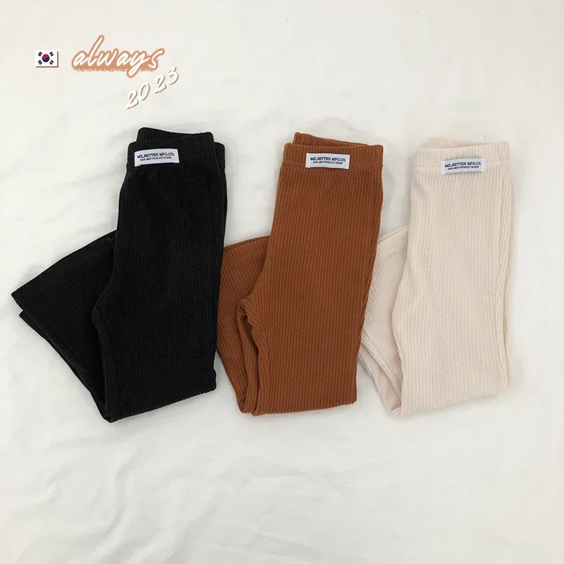 Stylish Girls' Bell Bottom Pants in Solid Color for Summer