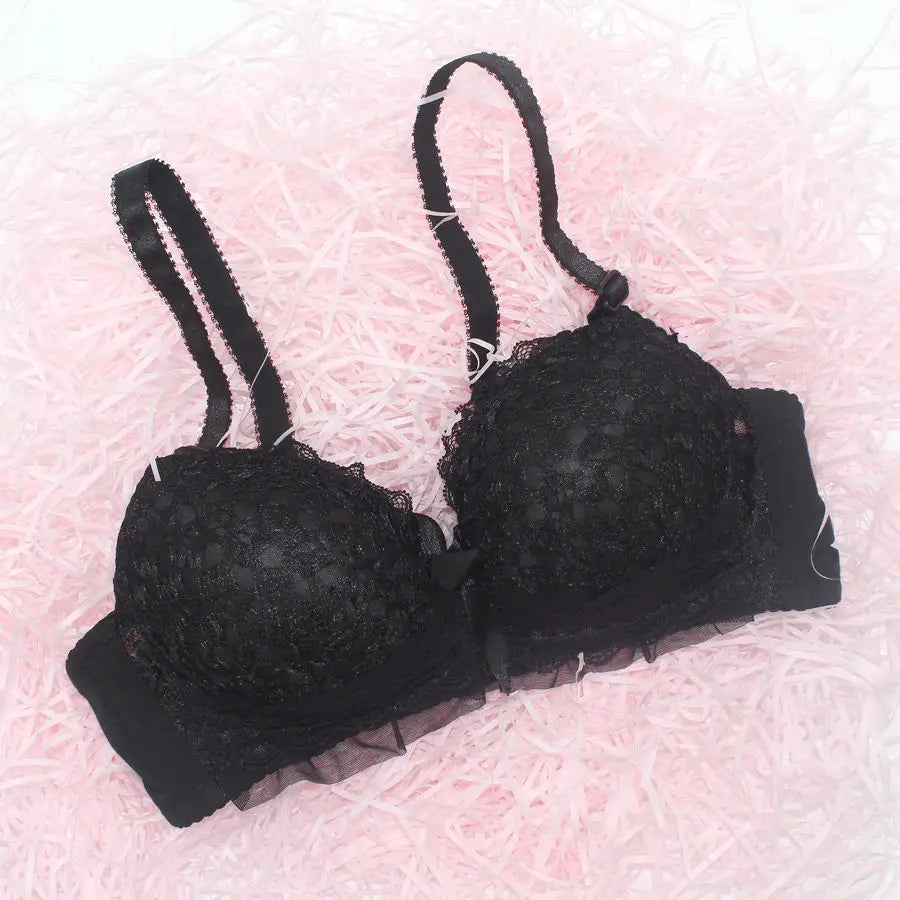 Push Up Lace Bra for Women with Back Closure and Underwire