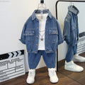 Trendy Boys Denim Set Cotton Jacket and Pants Outfit