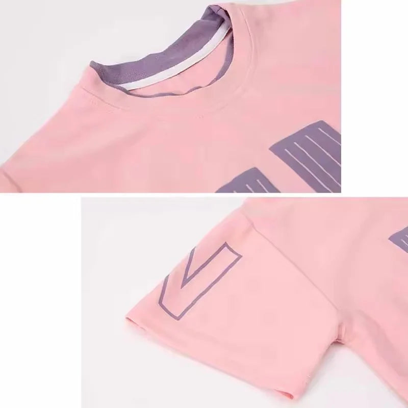 Summer Girls T-Shirt and Shorts Set in Pink and Purple