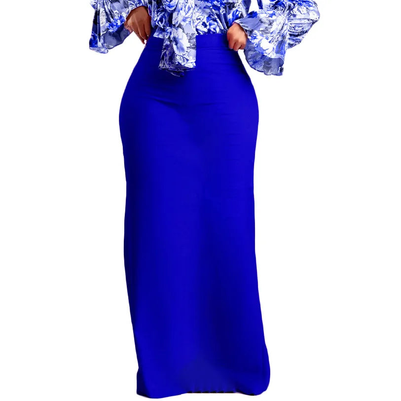 High Waisted Nylon Long Skirt for Women Elegant Floor Length