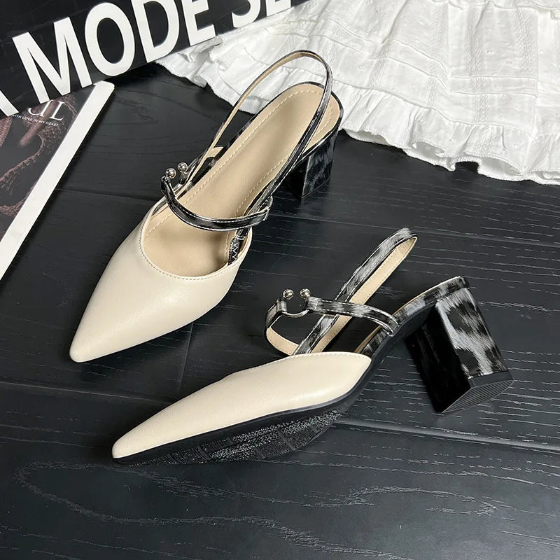 Elegant Chunky High Heels for Women with Pointed Toe