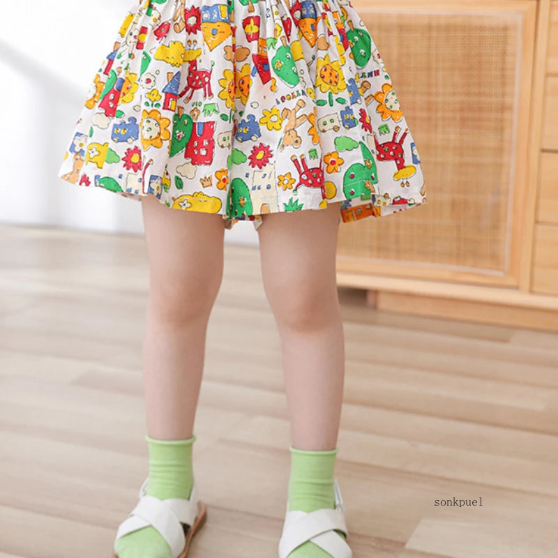 Cute Summer Cotton Girls Skirt Shorts for Kids 4-6Y