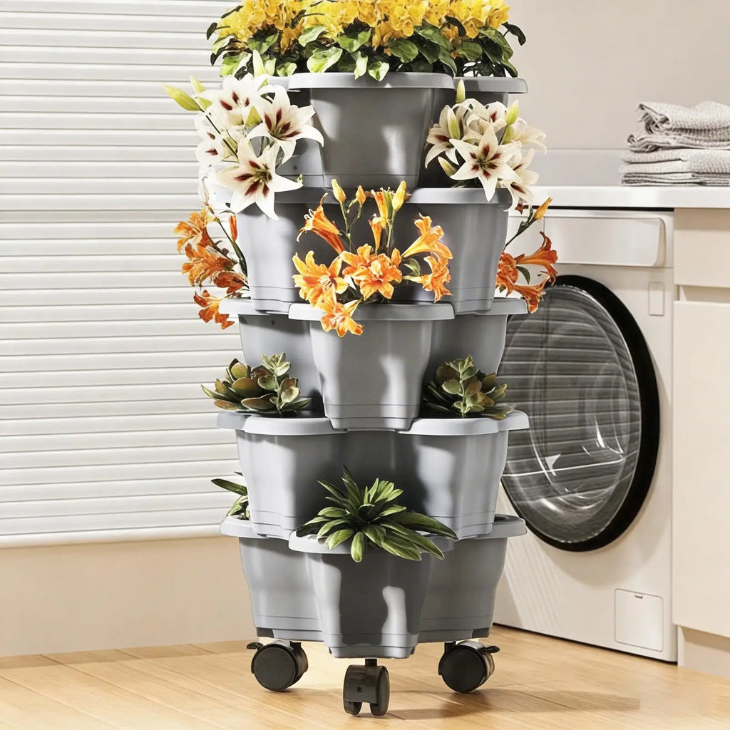 6-Tier Vertical Planter with Wheels for Indoor Outdoor Gardening