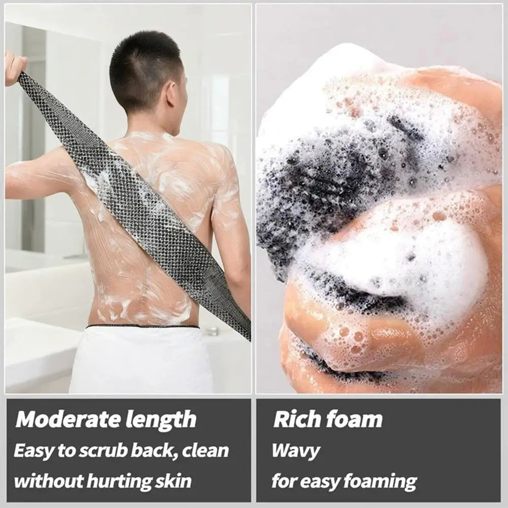 Exfoliating Bath Towel for Deep Cleansing in Black and Pink
