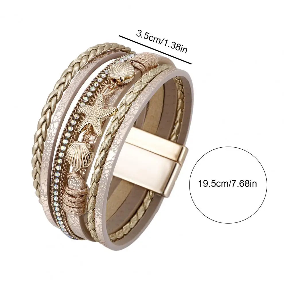 Multi-Layer Bohemian Faux Leather Braided Bracelet for Women