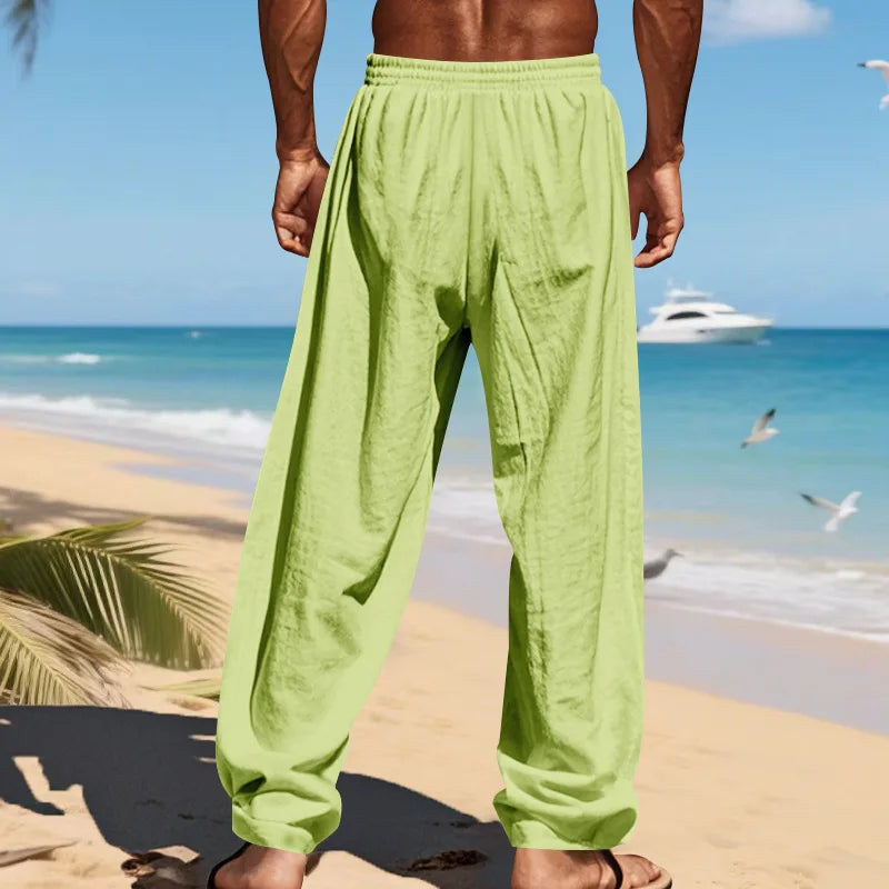 Men's 16-Color Breathable Linen Yoga Pants Loose Casual Sportswear for Spring/Summer 2025 European And American Style