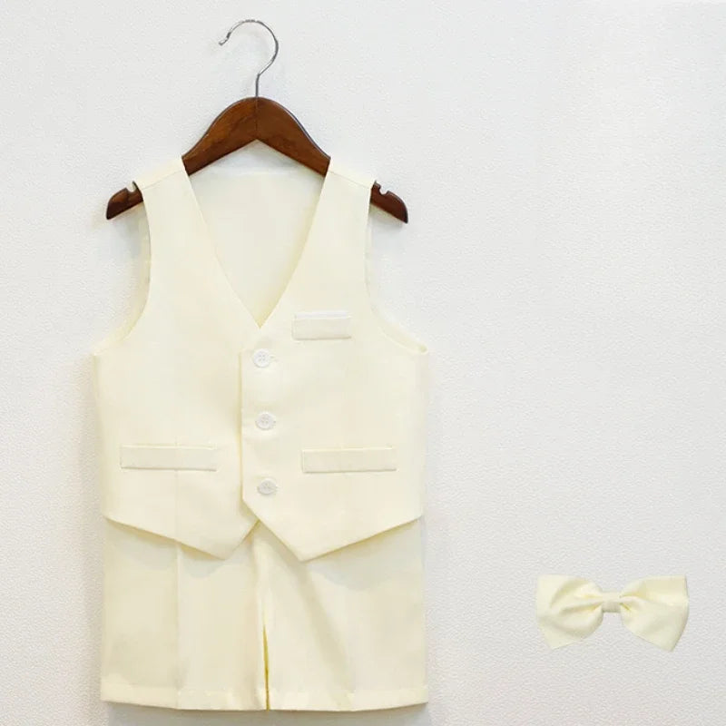 Boys Elegant Formal Vest Shorts Suit Set for Summer Events