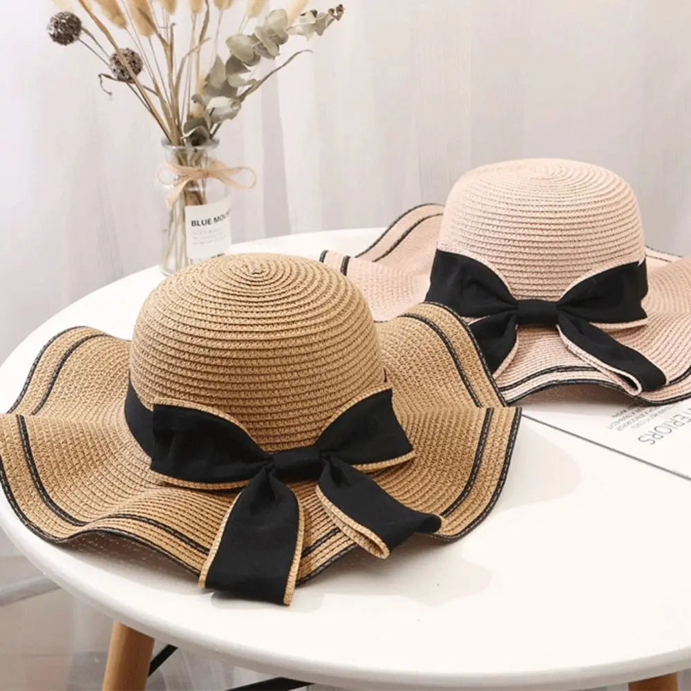 Women’s Casual Straw Sun Hat with Bowknot for Summer