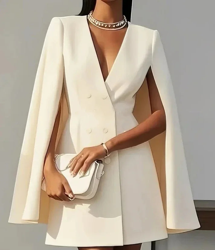 V-Neck Mini Dress for Women in Solid Color by BOXDAQ