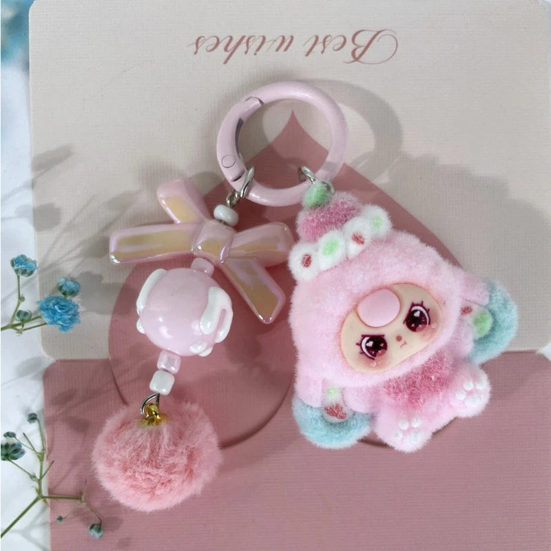 Cute Baby Doll Keychains for Kids Flocking Keyring Accessories