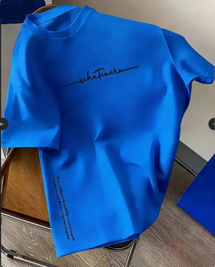 Stylish Men's T-Shirt: 100% Cotton, Minimalist Letter Print, Casual, Comfortable, Versatile, Loose-Fit, Sporty Style.