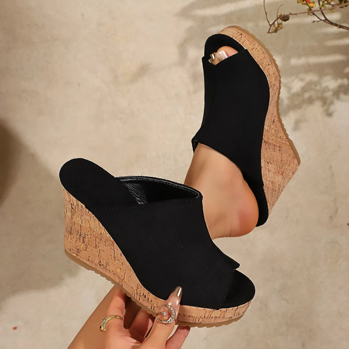 High Heel Open-Toe Wedge Sandals for Women in Retro Style