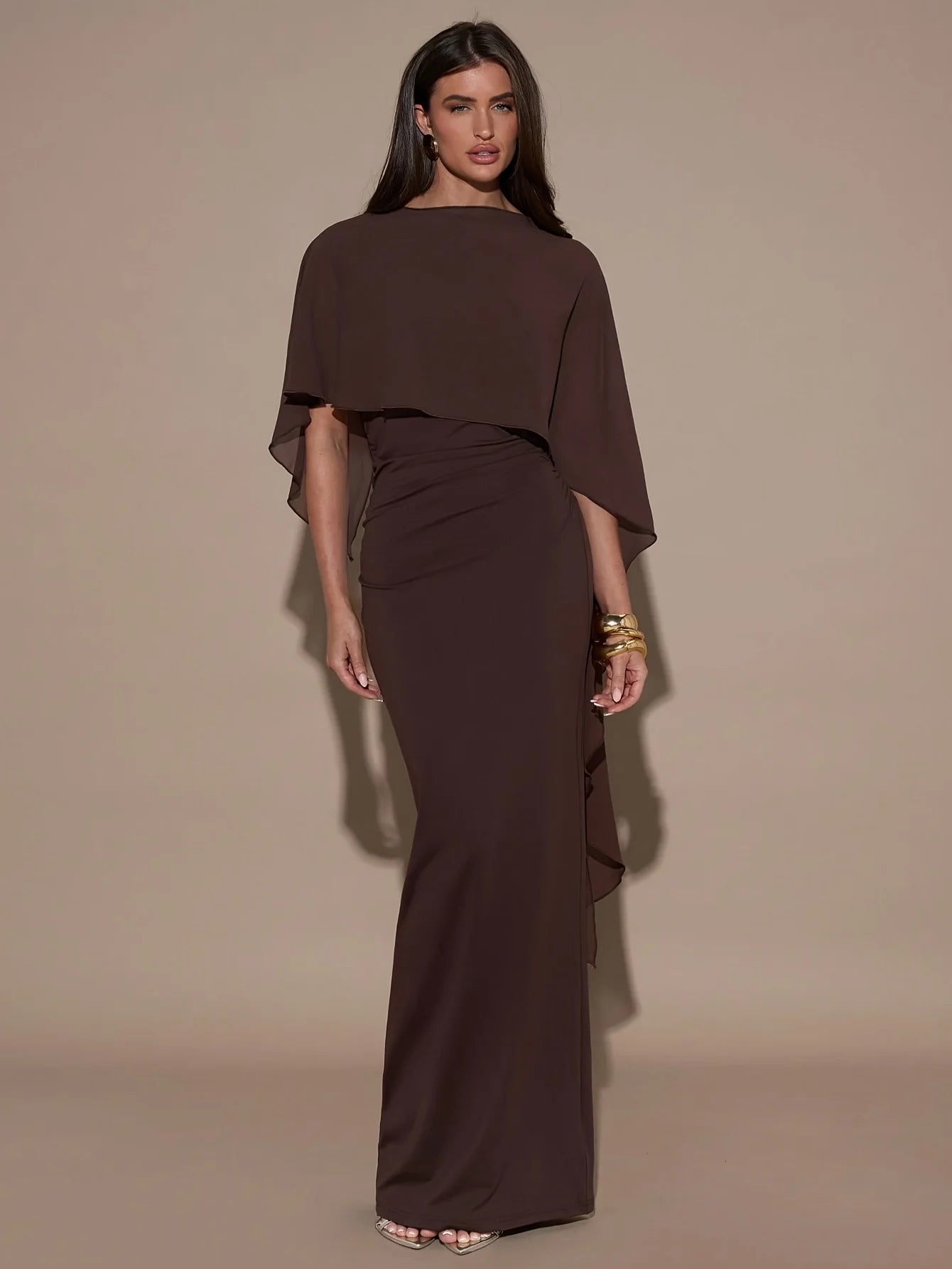 Elegant Ankle-Length Dress for Women in Polyester Blend
