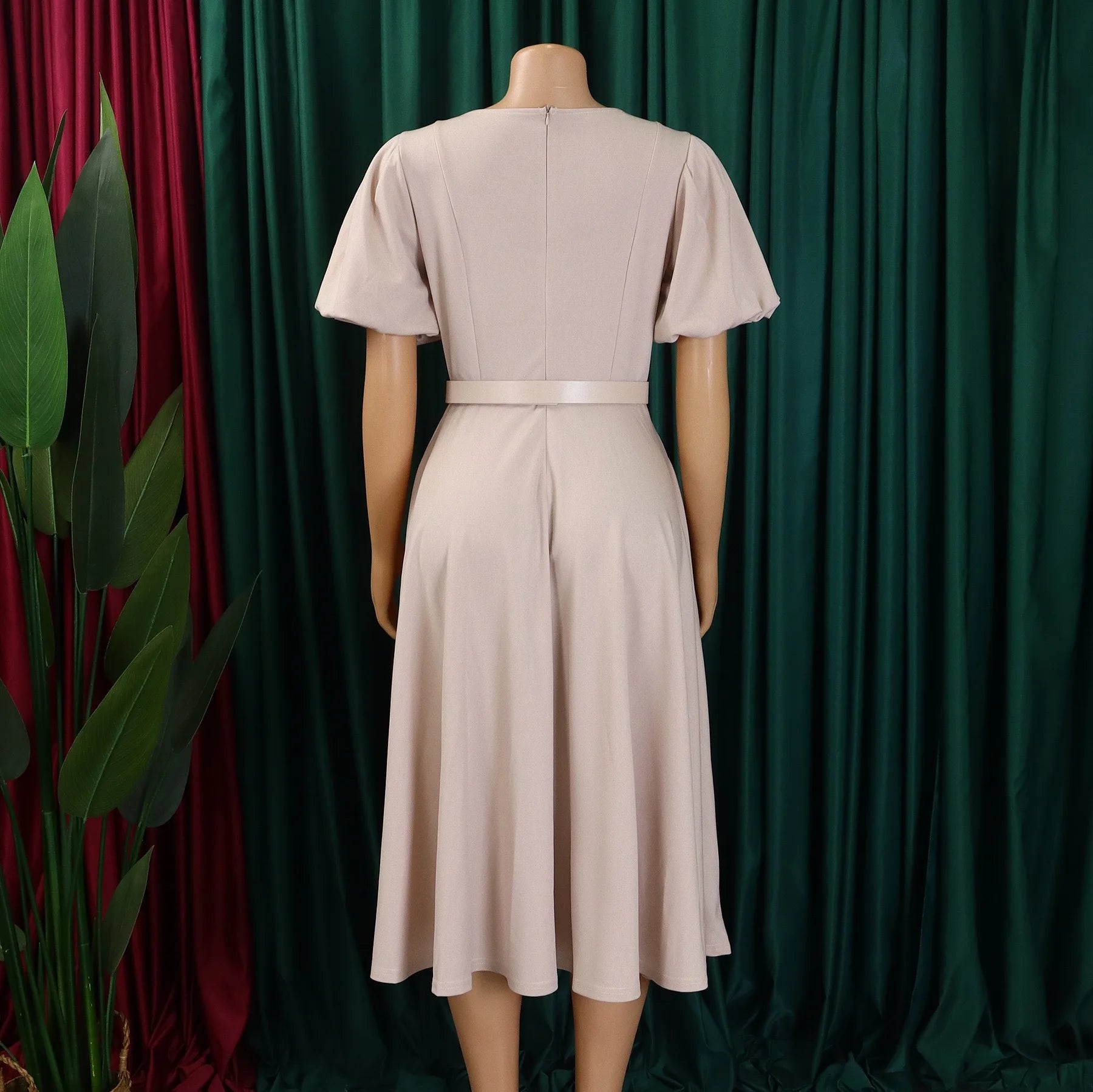 Professional Women's A Line Office Dress Mid Calf Polyester