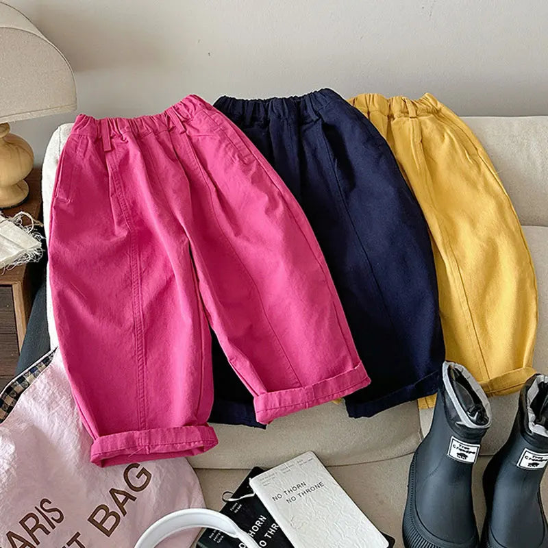 V-TREE Girls Casual Loose Trousers for Kids 4-6Y