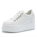 Women's White Platform Sneakers with 8CM Heels for Autumn