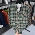 2026 Autumn New Men's Printed Striped Long Sleeved Shirt Casual Fashion Versatile Men's Top