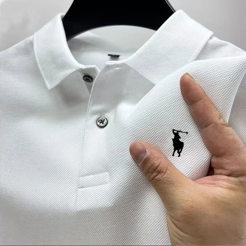 Men's Polo shirt with multiple color options.Small horse print collar short-sleeved T-shirt. Business casual breathable golf top