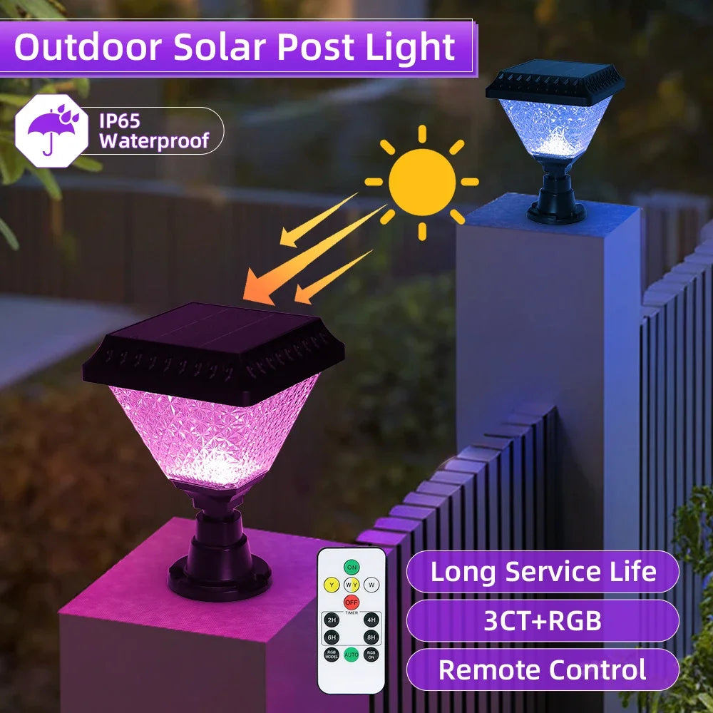 Black Solar Garden Lights with Remote Control for Outdoor Use