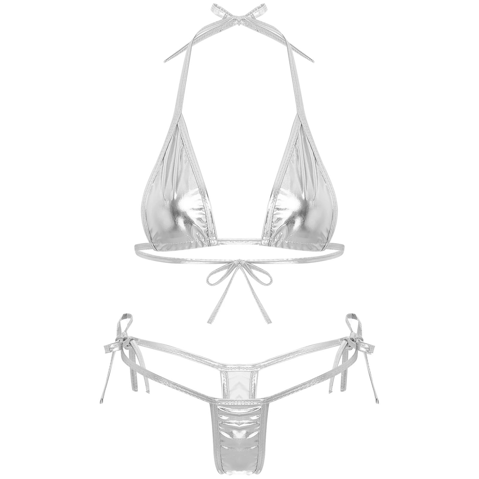 Metallic Shiny Brazilian Micro Bikini Set for Women