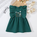 Girls' Floral Print Summer Dress with Ruffle Sleeves
