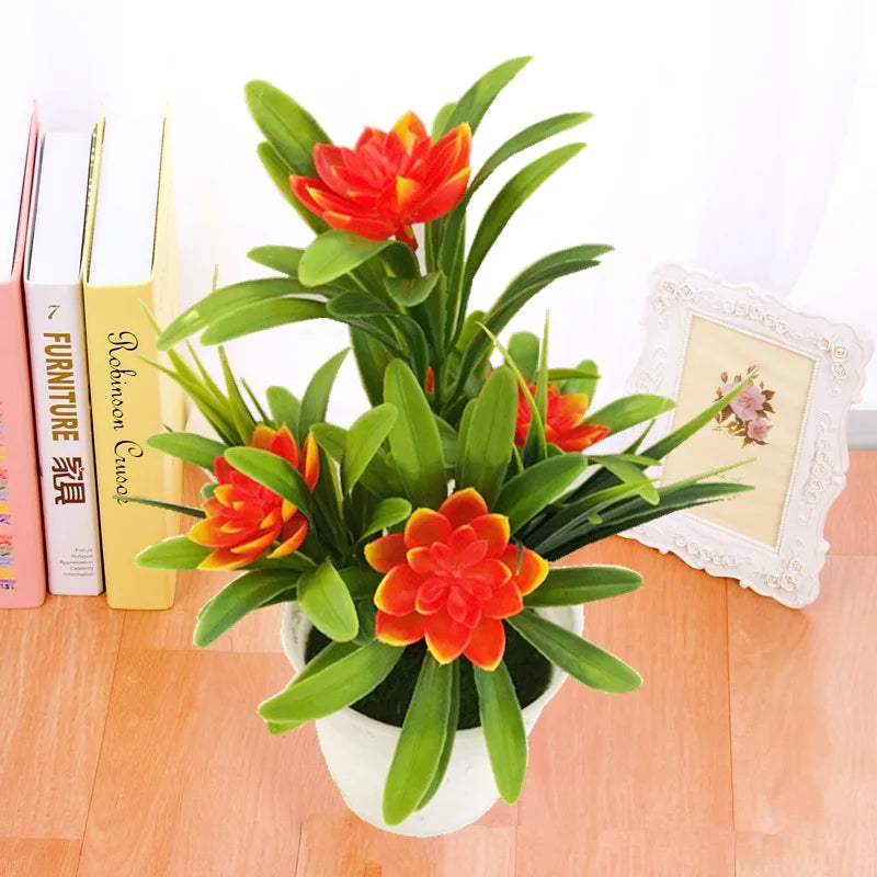 Artificial Plastic Flower Pot for Home and Office Decor