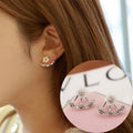 Trendy Women's Flower Stud Earrings in Metal with Zircon