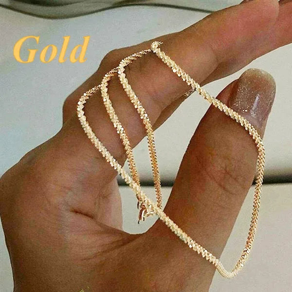 Silver Choker Necklace for Women in Water Wave Style
