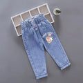 Girls Denim Pencil Pants with Elastic Waist for Casual Wear