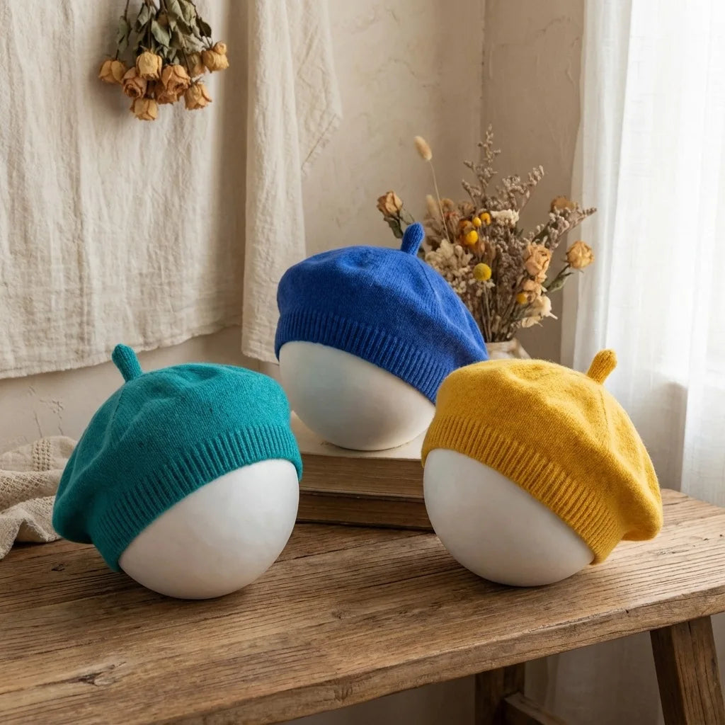 Solid Color Baby Beret Hat for Spring Infant Protection