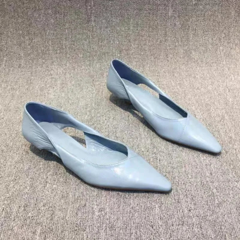 Elegant Blue Slip-On Moccasins for Women with Low Heel